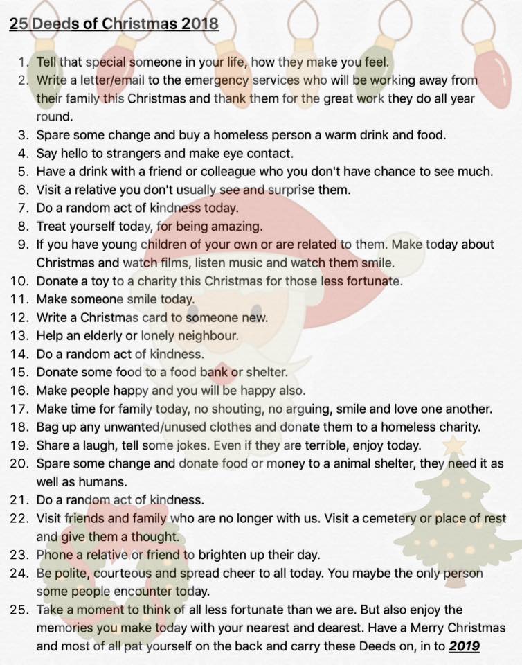 Dook’s 25 good deeds for Christmas